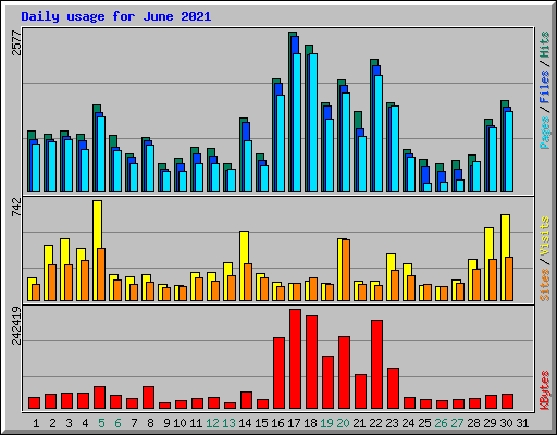 Daily usage for June 2021