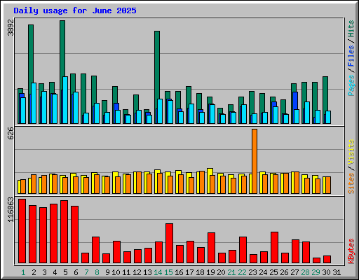 Daily usage for June 2025